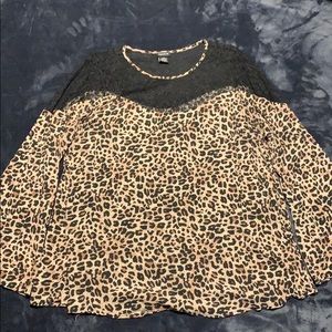 Cheetah print and black lace top